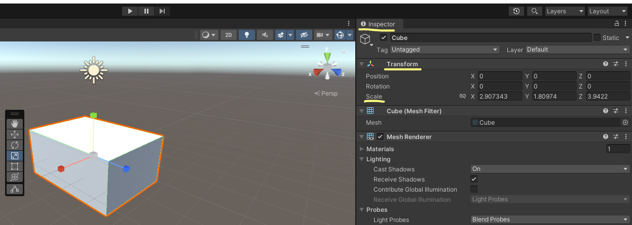 Inspector Transform Properties (3D Scale)