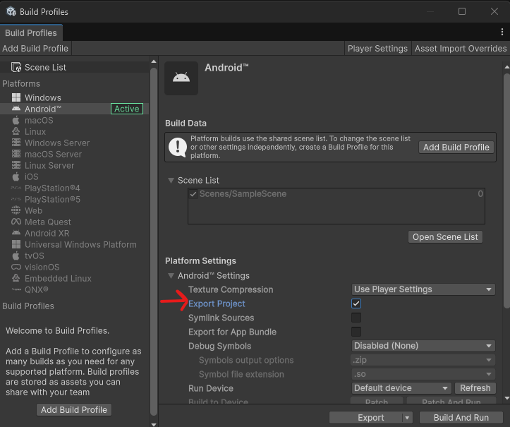 build export