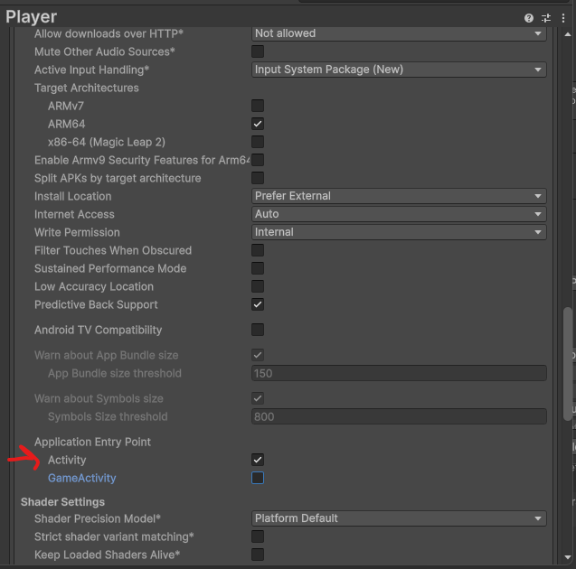 player settings