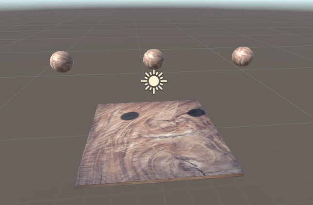 Spheres created using a prefab