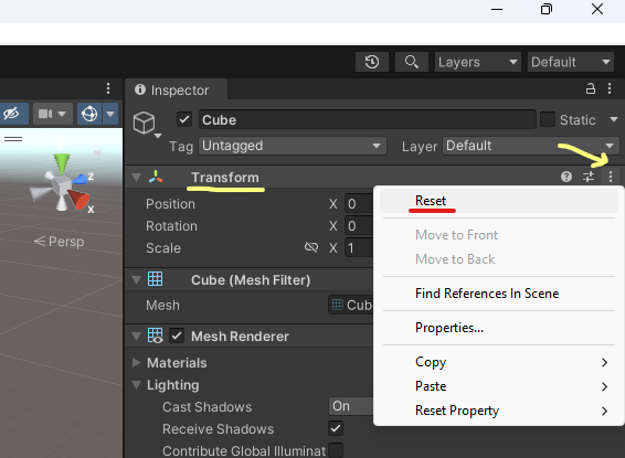 Context menu transform